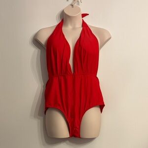 Red Halter Plus Size swimsuit